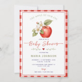 Apple Baby Shower Uitnodiging Rood Gingham (Voorkant)