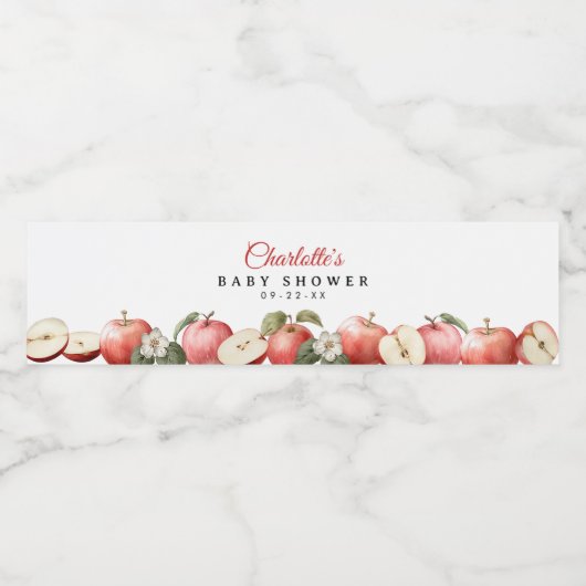 Apple-Baby shower Waterfles Etiket (Enkel label)