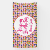 Apple Banana Citroen Limoen druiven Happy Birthday Spandoek (Verticaal)