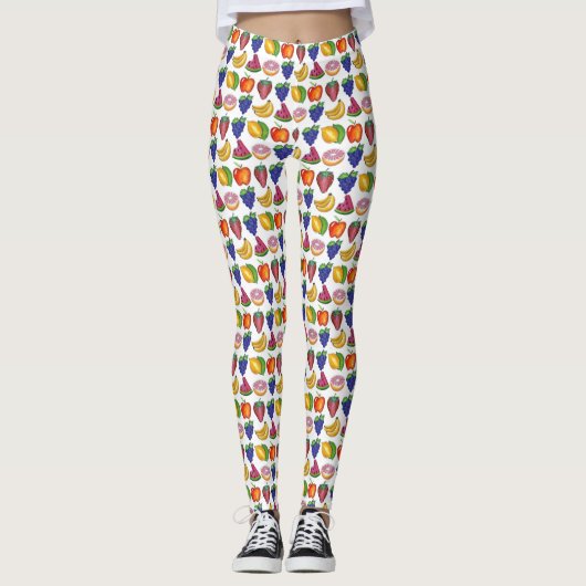 Apple Banana Lemon Limoen Grapes Berry Fruit Salad Leggings (Voorkant)