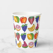 Apple Banana Lemon Limoen Grapes Berry Fruit Salad Papieren Bekers (Achterkant)