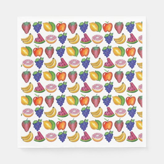 Apple Banana Lemon Limoen Grapes Berry Fruit Salad Servet (Voorkant)