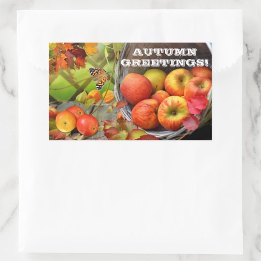 Apple Basket Autumn Greetings Rechthoekige Sticker (Tas)