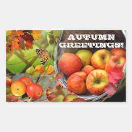 Apple Basket Autumn Greetings Rechthoekige Sticker