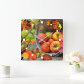 Apple Basket Autumn Scene Vierkante Klok (Huis)