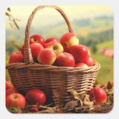 Apple Basket, herfst, Vierkante Sticker (Voorkant)