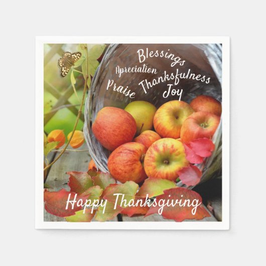 Apple Basket Phoogtes en Thanksgiving Servet (Voorkant)