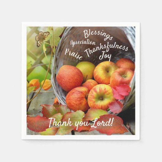 Apple Basket Piedere Thanksgiving Napkin Servet (Voorkant)