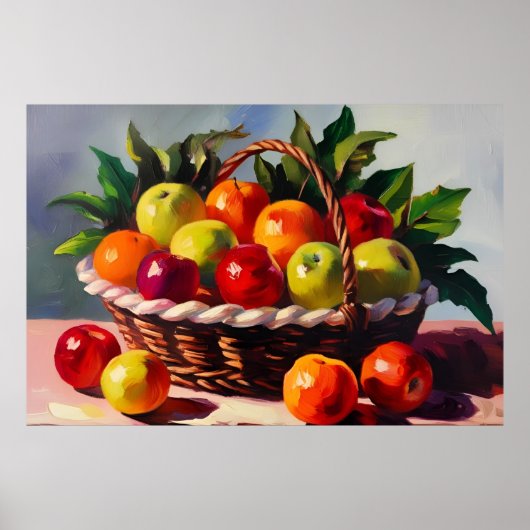 Apple Basket, stilleven schilderen, Poster (Voorkant)