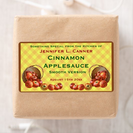 Apple Baskets op gele schaal Etiket (Insitu)