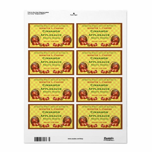 Apple Baskets op gele schaal Etiket (Full Sheet)