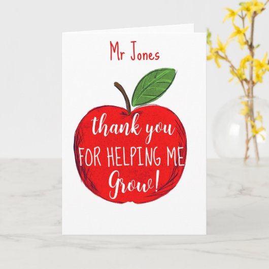 Apple bedankt dat je ons helpt om leraar te telen kaart (Gele Bloem)