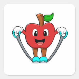Apple bij Fitness met Rope Vierkante Sticker