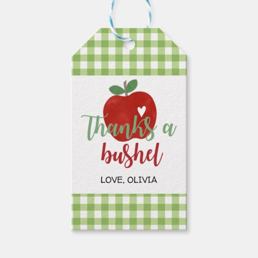 Apple Birthday Bedankt een Bushel Favor Gift Label Cadeaulabel (Voorkant)