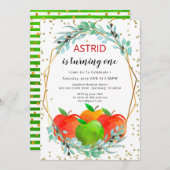 Apple Birthday Invitation, Birthday Invitation Kaart (Voorkant / Achterkant)