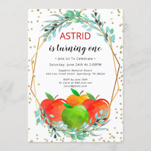 Apple Birthday Invitation, Birthday Invitation Kaart