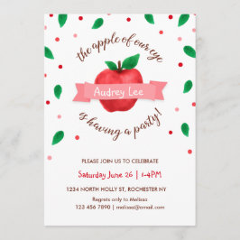 Apple Birthday Party Invitation "Apple of our eye" Kaart