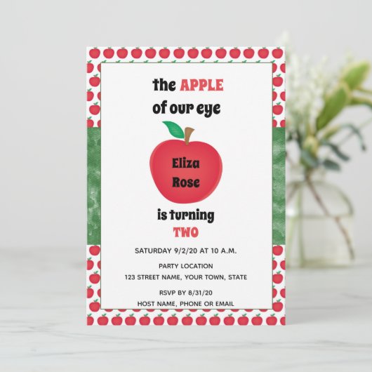 Apple Birthday Uitnodiging (Staand voorkant)