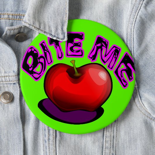 Apple BITE ME Nostalgische Retro 90s Speld Ronde Button 6,0 Cm (In situ)
