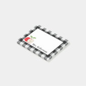 Apple Black White Buffalo Check Teacher Name 4 x 3 Post-it® Notes (Schuin)