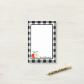 Apple Black White Buffalo Check Teacher Name 4 x 6 Post-it® Notes (Op bureau)