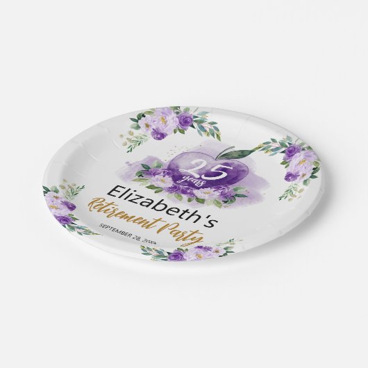 Apple Bloemen Leraar Pensioen Partij Papieren Bordje (Gekanteld)