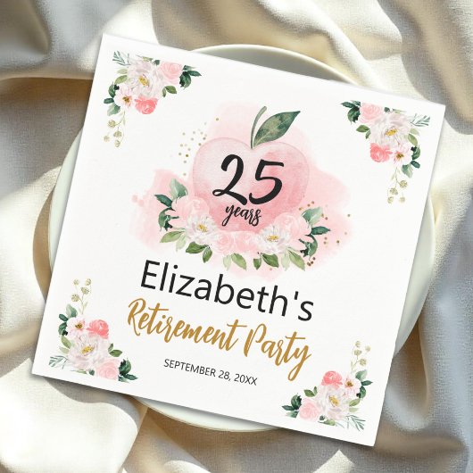 Apple Bloemen Leraar Pensioen Partij Servet