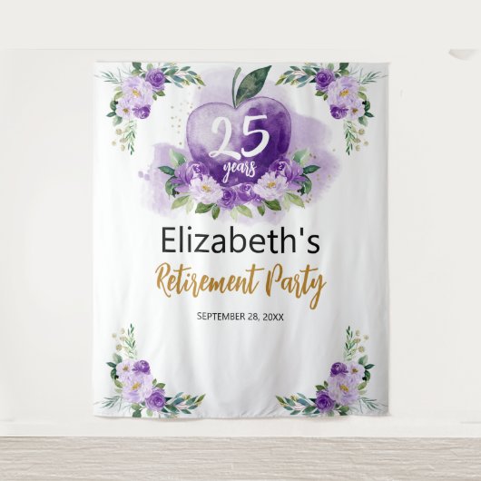 Apple Bloemen Leraar Pensioen Party Achtergrond Wandkleed (Voorkant)