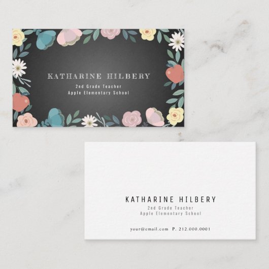 Apple Bloementuin Zwart Krijtbord Leraar Visitekaartje (Voorkant / Achterkant)