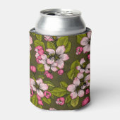 Apple-bloesem op donkergroen blikjeskoeler (Blikje Voorkant)