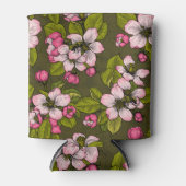 Apple-bloesem op donkergroen blikjeskoeler (Voorkant)