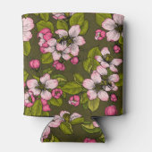 Apple-bloesem op donkergroen blikjeskoeler (Achterkant)