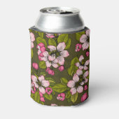 Apple-bloesem op donkergroen blikjeskoeler (Blikje Achterkant)