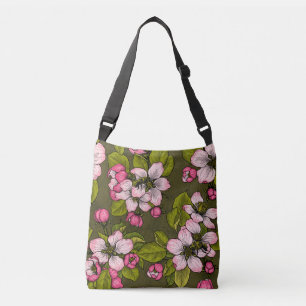 Apple-bloesem op donkergroen crossbody tas