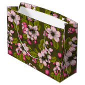 Apple-bloesem op donkergroen groot cadeauzakje (Achterkant Gekanteld)