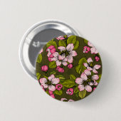 Apple-bloesem op donkergroen ronde button 5,7 cm (Voorkant /achterkant)