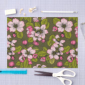 Apple-bloesem op donkergroen tissuepapier (Craft)