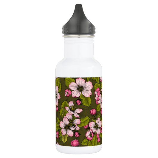 Apple-bloesem op donkergroen waterfles (Links)