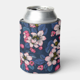Apple bloesem op een donkerblauw blikjeskoeler