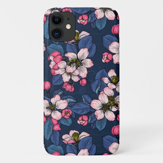 Apple bloesem op een donkerblauw Case-Mate iPhone case (Achterkant)