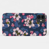 Apple bloesem op een donkerblauw Case-Mate iPhone case (Achterkant (horizontaal))