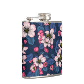 Apple bloesem op een donkerblauw heupfles (Rechts)