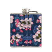 Apple bloesem op een donkerblauw heupfles (Achterkant)