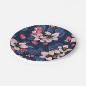 Apple bloesem op een donkerblauw papieren bordje (Gekanteld)