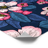 Apple bloesem op een donkerblauw poster (Hoek)