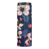 Apple bloesem op een donkerblauw thermosbeker (Achterkant)