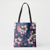 Apple bloesem op een donkerblauw tote bag (Voorkant)