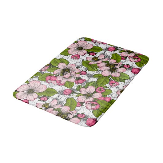 Apple-bloesem op wit badmat (Gekanteld)