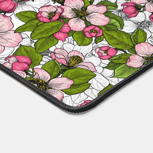 Apple-bloesem op wit bureaumat (Hoek)