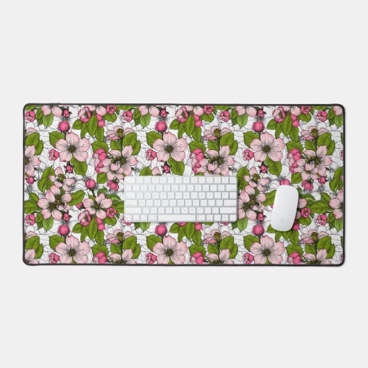 Apple-bloesem op wit bureaumat (Keyboard & Muis)